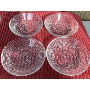 Set of 4 Anchor Hocking Glassware Soreno Clear Glass Vintage Fruit Bowls 5 1/4”
